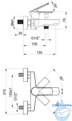 Смеситель для ванны Azario Sevio AZ-15950501 (хром)