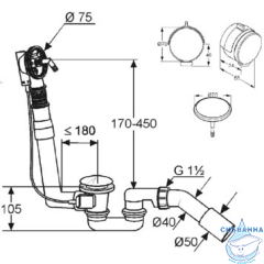 Слив-перелив для ванн Kludi  2120005N-00