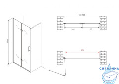 Дверь в нишу ABBER Zart AG08070P 70x195 профиль хром, стекло прозрачное