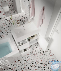 Тумба напольная 1Marka Cube 75Н с раковиной Анита 75 белый глянец