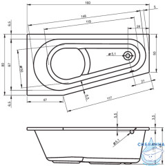 Акриловая ванна Riho Delta 160x80 L с каркасом