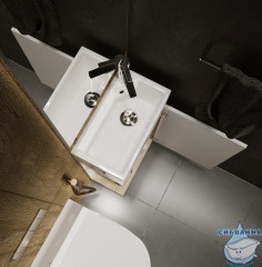 Тумба подвесная 1Marka Laura 40П с раковиной Laura 40 дуб сонома R