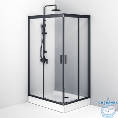 Душевое ограждение Am.Pm Gem W90G-404-120290-BT 120x90 профиль черный, стекло прозрачное (без поддона)