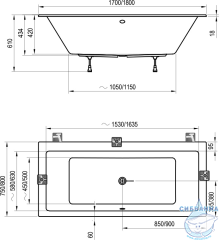 Акриловая ванна Ravak Formy 01 Slim 170х75 с ножками