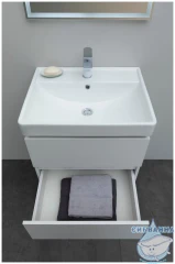 Тумба Aquanet Вега 60 с раковиной Aquanet Ирис 60 белый глянцевый