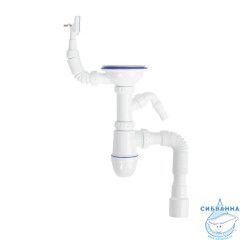 Cифон для мойки с выпуском 3 1/2 с переливом и отводом, Kitchen Line, IDDIS, S11UPS0i84