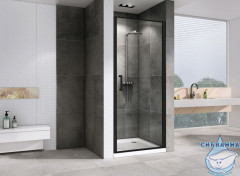 Дверь в нишу ABBER Sonnenstrand AG04080B 80x195 профиль черный, стекло прозрачное