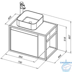 Тумба Aquanet Nova Lite Loft 75L 261658 с раковиной City-1 39 дуб рустикальный