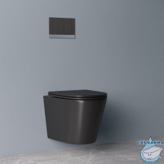 Унитаз подвесной безободковый, чёрный матовый, Calipso, IDDIS, CALR3BMi25