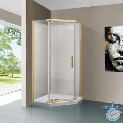 Душевое ограждение Vincea Stresa 90x90 профиль брашированное золото, стекло прозрачное VSP-1S900CLG		
