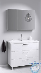 Тумба напольная Aqwella Classic Манчестер 100 с раковиной Фостер 100 белый