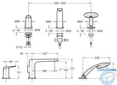Смеситель для ванны на борт Jacob Delafon Avid E97360-CP