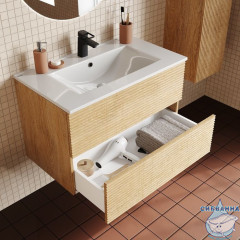 Тумба с умывальником Iddis Bild 80 см дуб светлый