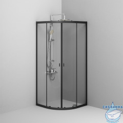 Душевое ограждение AM.PM X-Joy Twin Slide 80х80 W88G-205-080BT64 профиль черный, стекло прозрачное (без поддона)