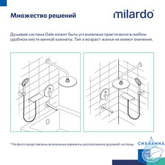 DALBL03M68, Душевая система скрытого монтажа с тропическим душем, ручным душем и изливом, черный матовый, Dale, Milardo, DALBL03M68