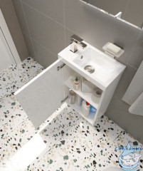 Тумба подвесная 1Marka Ноктюрн 40П (1 дверка) с раковиной Como 40 белый глянец