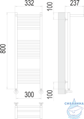Полотенцесушитель водяной Terminus Аврора П16 30х80 с полкой (нижнее подключение)