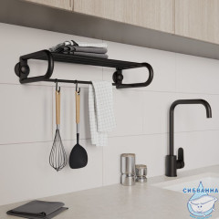 Полотенцесушитель с полкой, проволока стальная, черный матовый, Easy, Milardo, EASBWS2M49