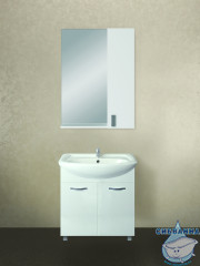 Тумба напольная 1Marka Вита 65 (2 дверки) с раковиной Балтика 65 белый глянец