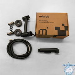 Смеситель с гигиеническим душем на эксцентриках, черный матовый, Tidy, Milardo, TIDBL15M08