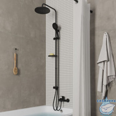 Душевой гарнитур с тропической лейкой, черный матовый, Ideal Spa, Milardo, ILSBL3FM76