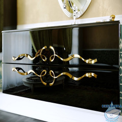 Тумба подвесная Aqwella Clarberg Due Amanti 120 DUE0112BLK черный, ручки золото с раковиной Elegance 120
