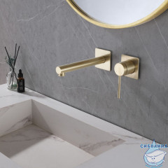 Смеситель для раковины встраиваемый ABBER Emotion AF8812G (золото матовое)