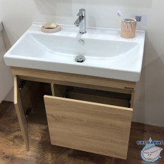 Тумба подвесная Comforty Тромсе 80 дуб сонома с раковиной Fest 80