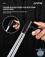 Встраиваемый смеситель Gappo G7206-6 G06-6 с гигиеническим душем (черный матовый)