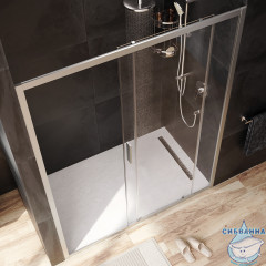 Дверь в нишу AM.PM GemW90G-150-1-195MT 150 см профиль хром, стекло прозрачно