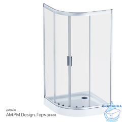 Душевое ограждение AM.PM Gem 100x100 W90G-401-100WT профиль хром, стекло прозрачное (без поддона)