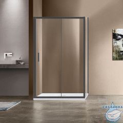 Душевое ограждение Vincea Garda 150x80 профиль вороненая сталь, стекло прозрачное VSR-1G8015CLGM