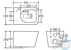 Унитаз подвесной безободковый, Charus Alva Rimless EWC700-114W с сиденьем Soft Close (микролифт)