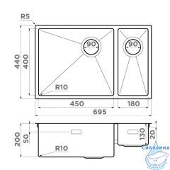 Кухонная мойка Omoikiri Taki 69-2-U/IF-LG-L Side нерж.сталь/золото