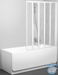 Шторка для ванны Ravak VS5 115 профиль белый, полистирол Rain