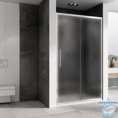 Дверь в нишу ABBER Schwarzer Diamant AG30110MH 110x195 профиль хром, стекло матовое