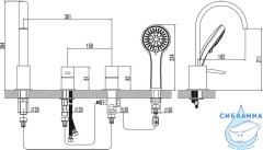 Смеситель для ванны борт Lemark Atlantiss LM3241C с душевым гарнитуром