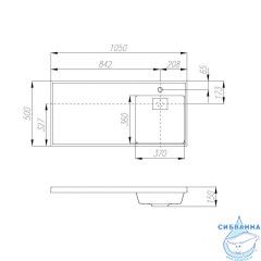 Раковина на стиральную машину Aqvaton Лондри 105x50 1A72223KLH21R правая