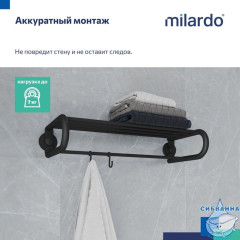 Полотенцесушитель с полкой, проволока стальная, черный матовый, Easy, Milardo, EASBWS2M49
