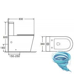Унитаз напольный со смывом торнадо Azario Conto с бачком и сиденьем Soft Close (микролифт) AZ-T005BR