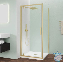 Душевое ограждение Veconi Оттимо 90x90 профиль брашированное золото, стекло прозрачное OP30G-SP-9090-01-C9 (без поддона)
