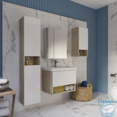 Тумба Dreja Perfecto 70 дуб эврика/белый глянец с раковиной Грэйс 70