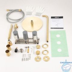 Душевая система ABBER Emotion 316 AF8851BG скрытого монтажа без излива, термостат, брашированное золото
