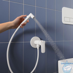 Встраиваемый смеситель с гигиеническим душем, белый матовый, Rora, Milardo, RORWTR0M08