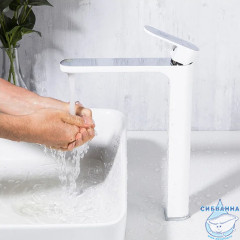 Смеситель для раковины Gappo G1083-82 (без донного клапана) (хром/белый)