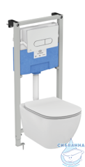 Инсталляция Ideal Standard ProSys SmartFlush с кнопкой смыва в комплекте с унитазом Ideal Standard TESI AquaBlade c сиденьем Soft close (микролифт), R029901