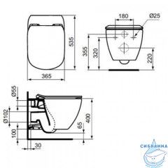 Инсталляция Ideal Standard ProSys SmartFlush с кнопкой смыва в комплекте с унитазом Ideal Standard TESI AquaBlade c сиденьем Soft close (микролифт), R029901