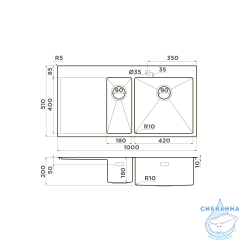 Кухонная мойка Omoikiri Akisame 100-2-IN-R 4973547 нержавеющая сталь