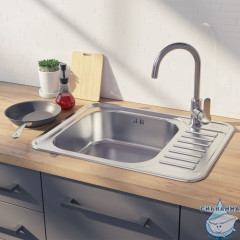 Мойка, нержавеющая сталь, сатин, чаша слева, 650*500, Basic, IDDIS, BAS65SLi77