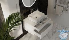 Тумба под раковину Jorno Shine 75 см Shi.01.75/P/W белый глянцевый